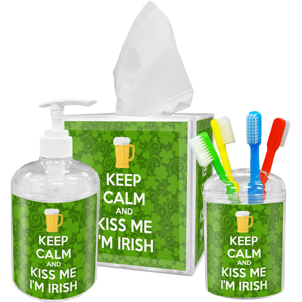 Custom Kiss Me I'm Irish Acrylic Bathroom Accessories Set