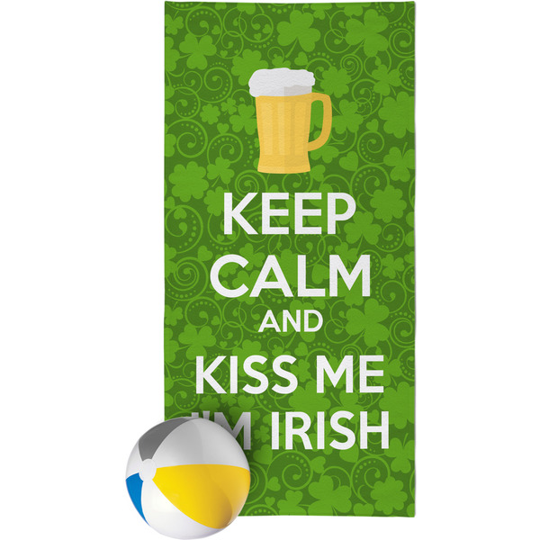 Custom Kiss Me I'm Irish Beach Towel (Personalized)
