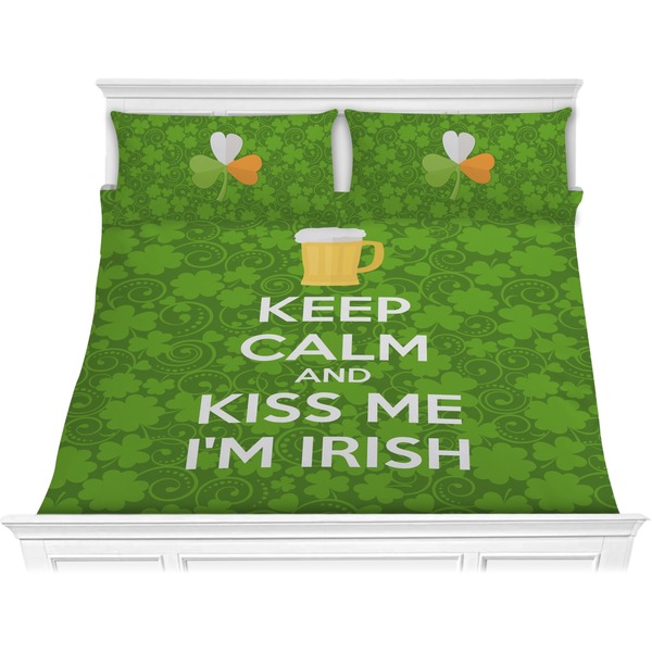Custom Kiss Me I'm Irish Comforter Set - King (Personalized)