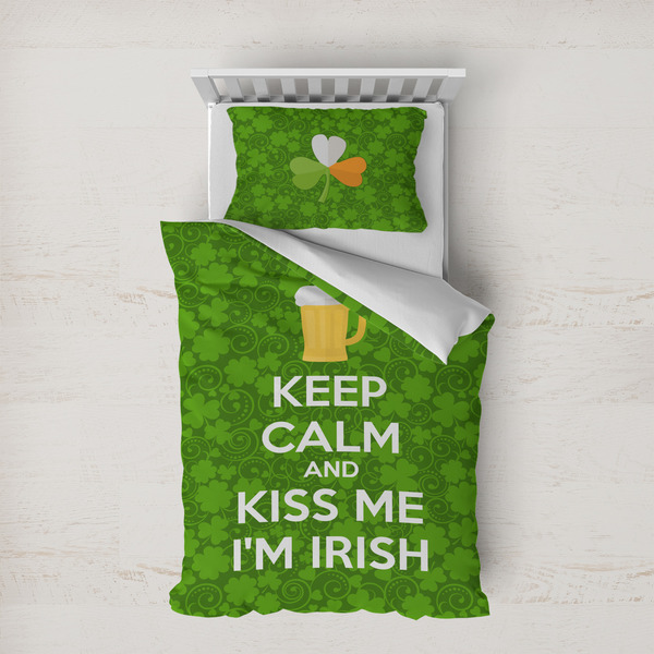 Custom Kiss Me I'm Irish Duvet Cover Set - Twin XL (Personalized)