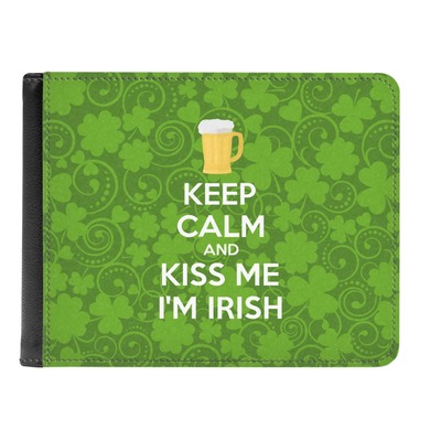 Kiss Me I'm Irish Genuine Leather Men's Bi-fold Wallet (Personalized)