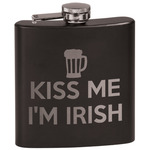 Kiss Me I'm Irish Black Flask Set (Personalized)