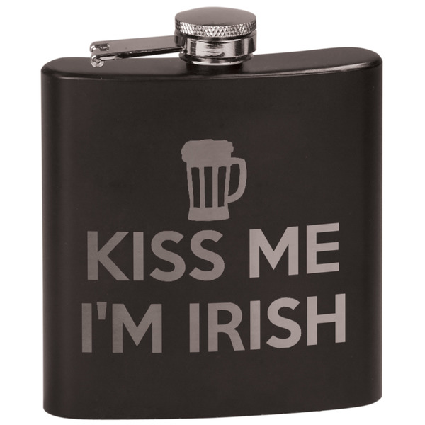 Custom Kiss Me I'm Irish Black Flask Set (Personalized)