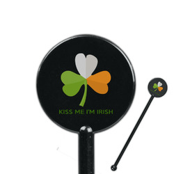 Kiss Me I'm Irish 5.5" Round Plastic Stir Sticks - Black - Single Sided
