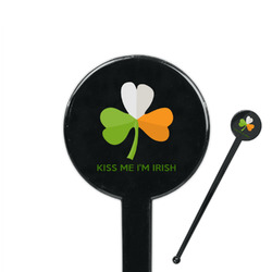 Kiss Me I'm Irish 7" Round Plastic Stir Sticks - Black - Single Sided