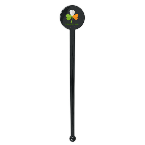 Kiss Me I'm Irish Black Plastic 7" Stir Stick - Round - Single Stick