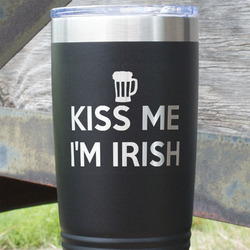 Kiss Me I'm Irish 20 oz Stainless Steel Tumbler - Black - Double Sided