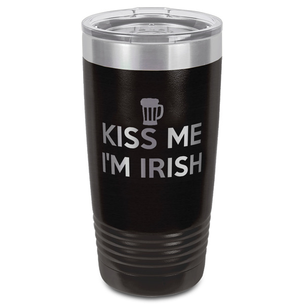 Kiss Me I'm Irish Black Polar Camel Tumbler - 20oz - Front