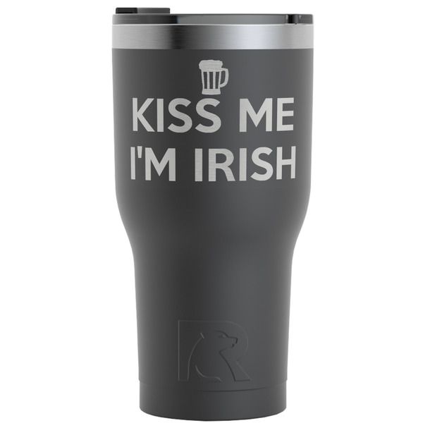 Custom Kiss Me I'm Irish RTIC Tumbler - Black - Engraved Front (Personalized)