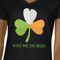 Kiss Me I'm Irish Women's V-Neck T-Shirt - Black - Medium