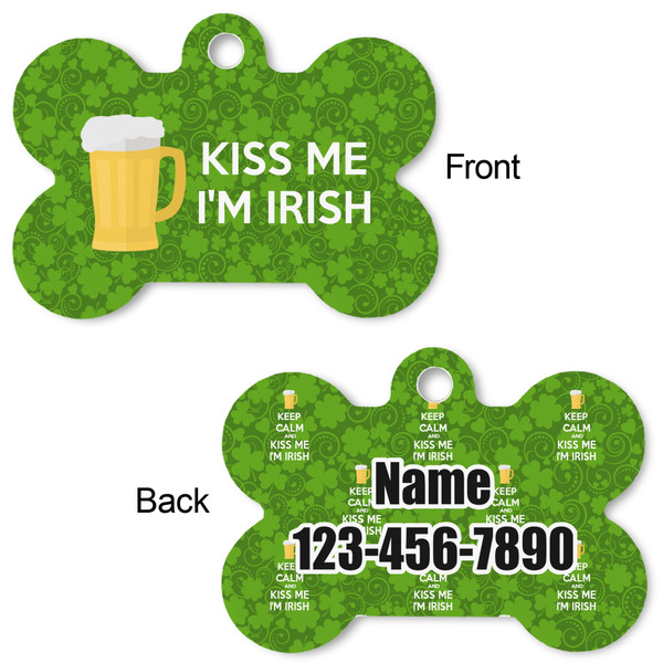 Kiss Me I'm Irish Bone Shaped Dog ID Tag - Large - Approval