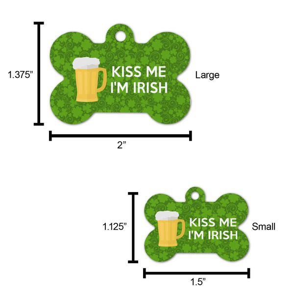 Kiss Me I'm Irish Bone Shaped Dog ID Tag - Large - Scale