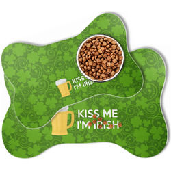 Kiss Me I'm Irish Bone Shaped Dog Food Mat (Personalized)