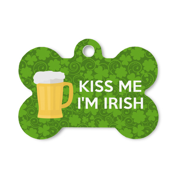 Custom Kiss Me I'm Irish Bone Shaped Dog ID Tag - Small