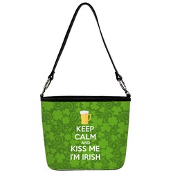 Kiss Me I'm Irish Bucket Bag w/ Genuine Leather Trim - Regular