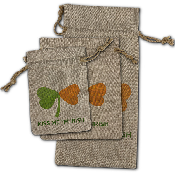 Kiss Me I'm Irish Burlap Gift Bags - (PARENT MAIN) All Three