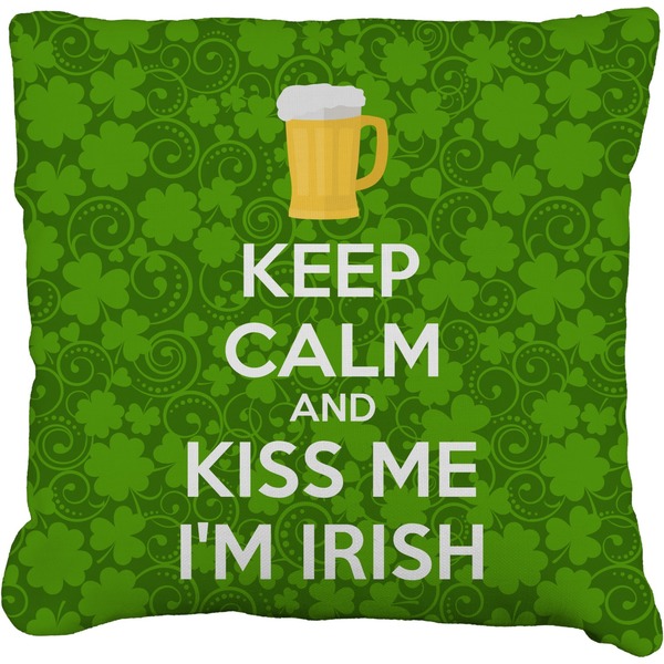 Custom Kiss Me I'm Irish Faux-Linen Throw Pillow 16" (Personalized)