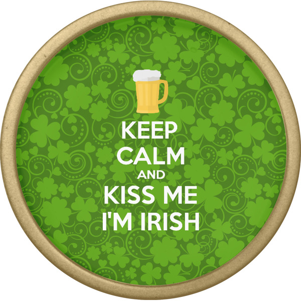 Kiss Me I'm Irish Cabinet Knob - Gold - Front