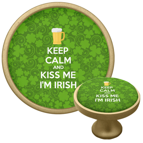 Custom Kiss Me I'm Irish Cabinet Knob - Gold