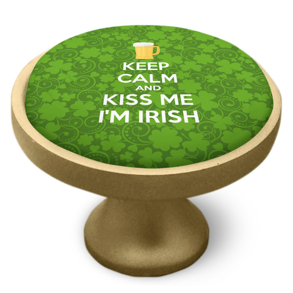 Kiss Me I'm Irish Cabinet Knob - Gold - Side
