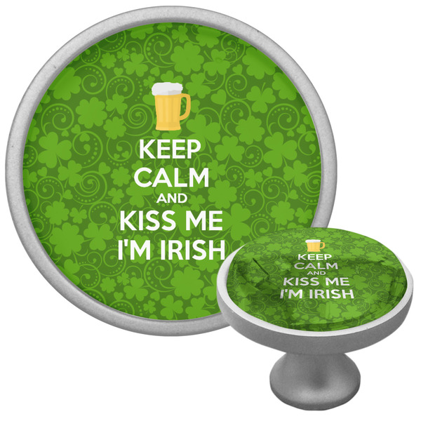 Custom Kiss Me I'm Irish Cabinet Knob (Silver) (Personalized)