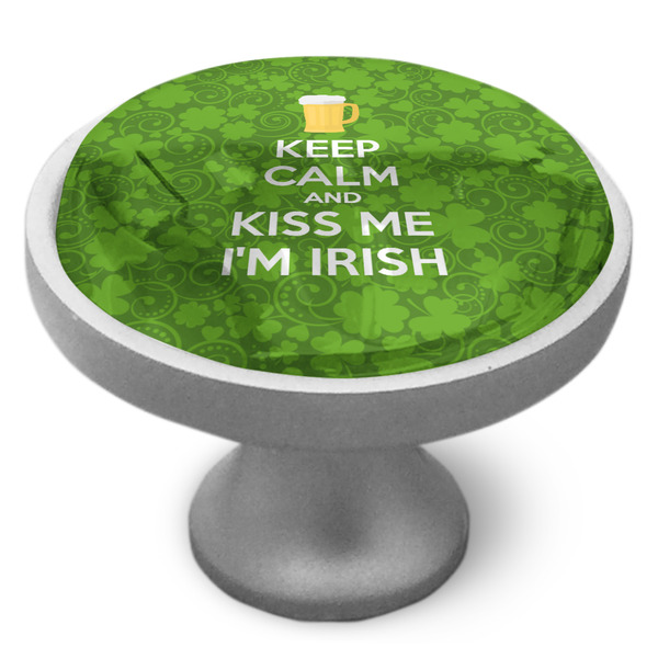Kiss Me I'm Irish Cabinet Knob - Nickel - Side