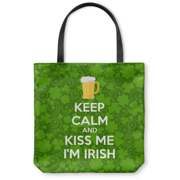 Custom Kiss Me I'm Irish Canvas Tote Bag - Large - 18"x18" (Personalized)