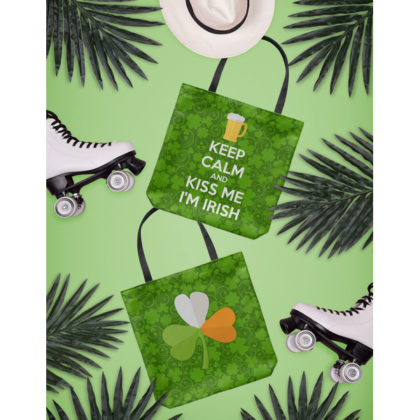 Kiss Me I'm Irish Canvas Tote Lifestyle Front and Back