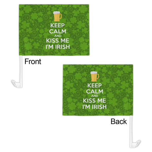 Kiss Me I'm Irish Car Flag - 11" x 8" - Front & Back View