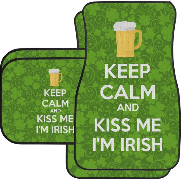 Custom Kiss Me I'm Irish Car Floor Mats Set - 2 Front & 2 Back (Personalized)