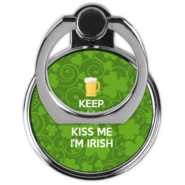 Kiss Me I'm Irish Cell Phone Ring Stand & Holder - Front (Collapsed)