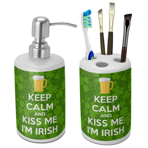 Custom Kiss Me I'm Irish Ceramic Bathroom Accessories Set