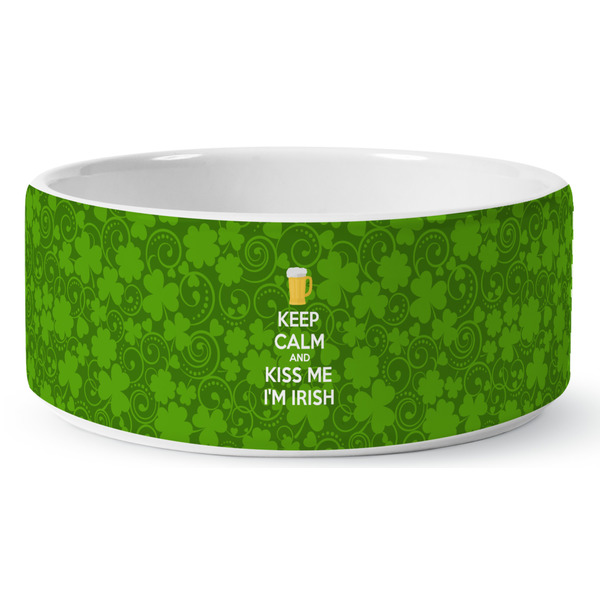 Kiss Me I'm Irish Ceramic Dog Bowl - Medium - Front