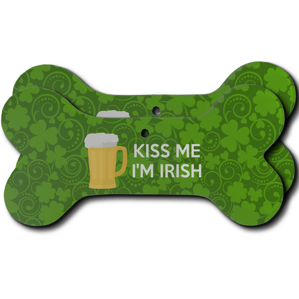 Custom Kiss Me I'm Irish Ceramic Dog Ornament - Front & Back