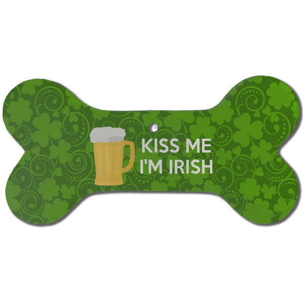 Kiss Me I'm Irish Ceramic Flat Ornament - Bone Front
