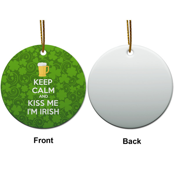 Kiss Me I'm Irish Ceramic Flat Ornament - Circle Front & Back (APPROVAL)