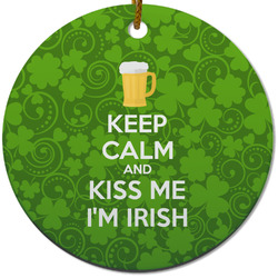 Kiss Me I'm Irish Round Ceramic Ornament