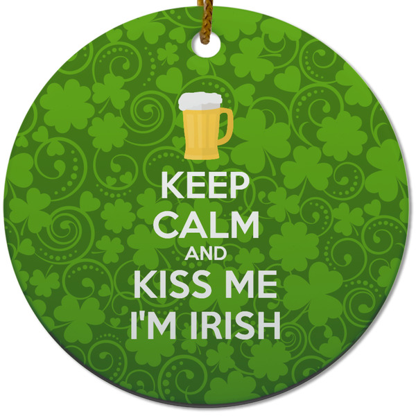 Custom Kiss Me I'm Irish Round Ceramic Ornament