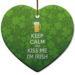 Kiss Me I'm Irish Heart Ceramic Ornament