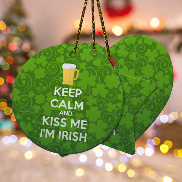 Custom Kiss Me I'm Irish Ceramic Ornament