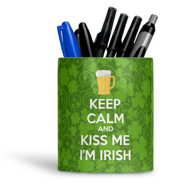 Custom Kiss Me I'm Irish Ceramic Pen Holder