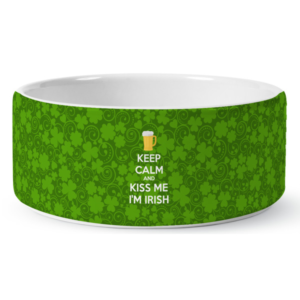 Custom Kiss Me I'm Irish Ceramic Dog Bowl - Large (Personalized)