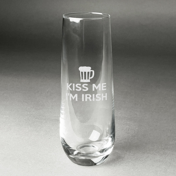 Custom Kiss Me I'm Irish Champagne Flute - Stemless Engraved