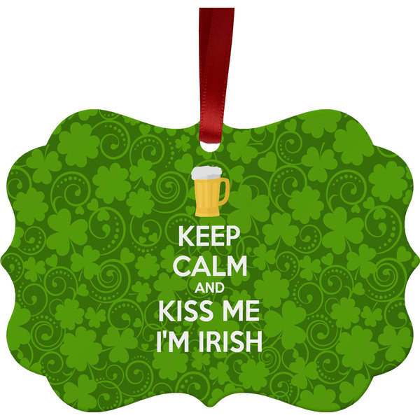 Custom Kiss Me I'm Irish Metal Frame Ornament - Double Sided