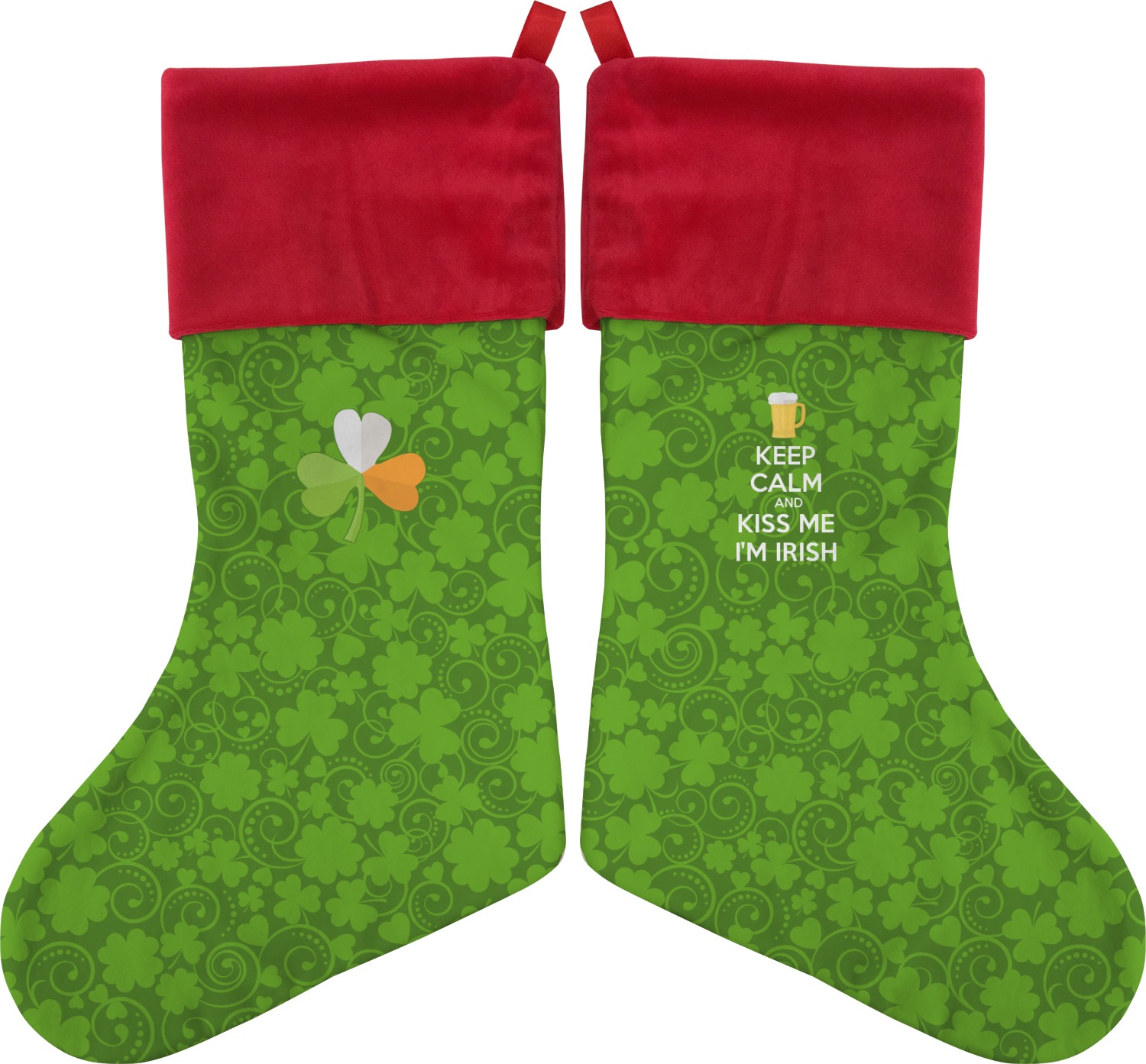 Kiss Me I'm Irish Christmas Stocking - Double-Sided (Personalized 