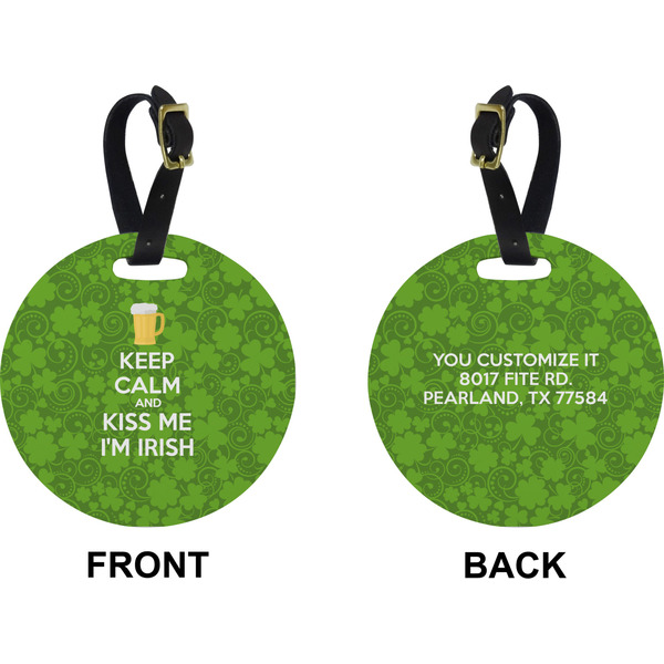 Kiss Me I'm Irish Circle Luggage Tag (Front + Back)