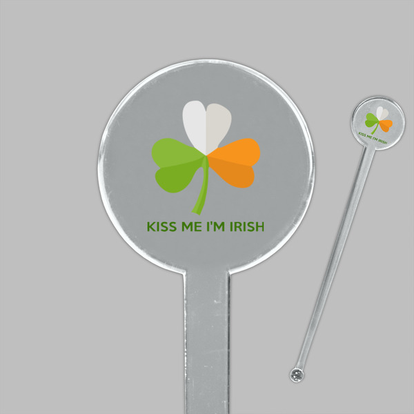 Kiss Me I'm Irish Clear Plastic 7" Stir Stick - Round - Closeup