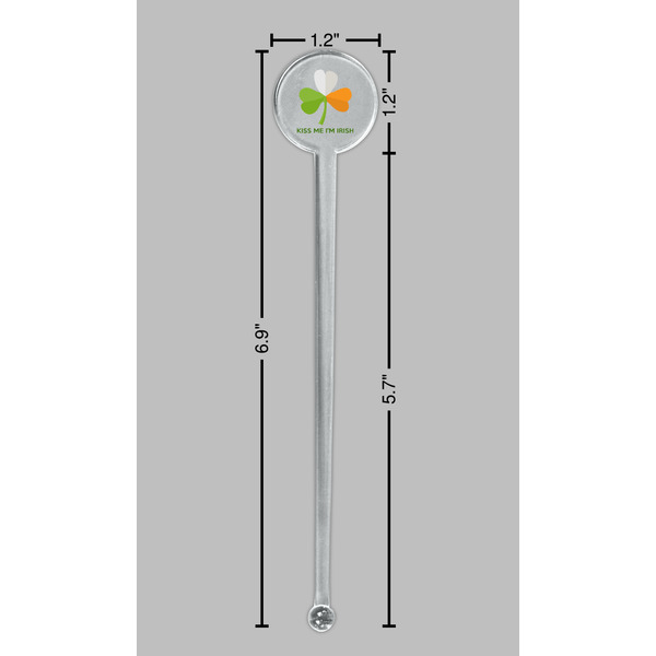 Kiss Me I'm Irish Clear Plastic 7" Stir Stick - Round - Dimensions