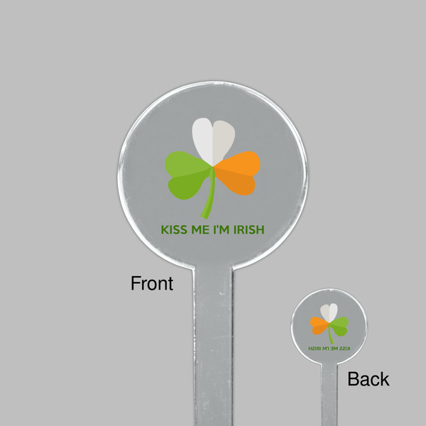 Kiss Me I'm Irish Clear Plastic 7" Stir Stick - Round - Front & Back