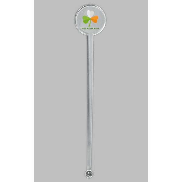 Kiss Me I'm Irish Clear Plastic 7" Stir Stick - Round - Single Stick